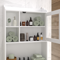 Modern Over The Toilet Space Saver Storage Cabinet - Stylish Wood Organizer for Bathroom, White