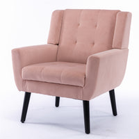 Modern Soft Velvet Ergonomic Accent Chair for Living Room Bedroom Indoor Use with Black Legs