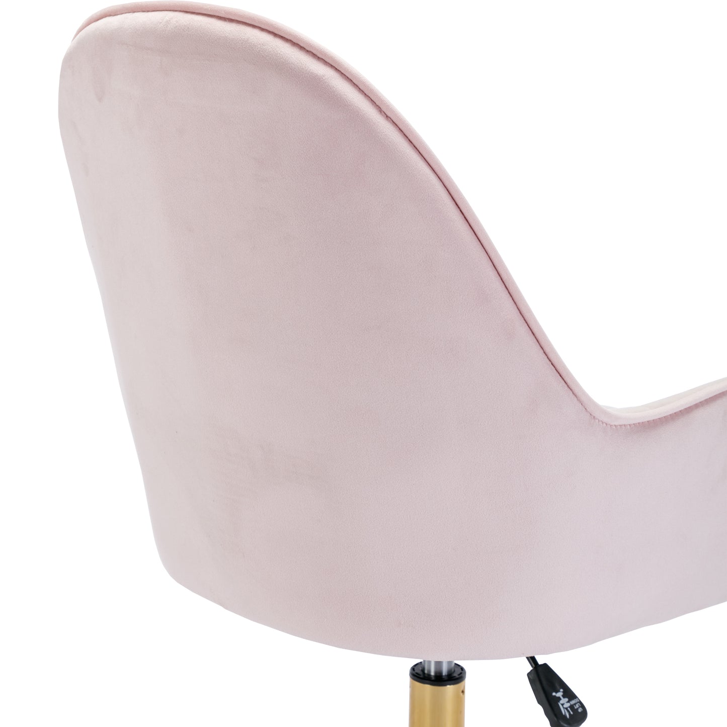 Velvet Home Office Chair with Wheels Adjustable Height Pink Cute Chair with Gold Metal Base for Living Room Bedroom Vanity Room