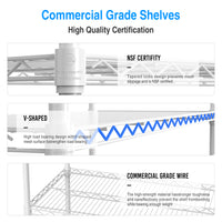 Heavy Duty 6 Tier Wire Shelving Unit 6000 LBS Capacity NSF Adjustable Metal Garage Storage Shelves with Wheels White