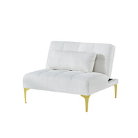 Convertible Single Sofa Bed Futon With Gold Metal Legs Teddy Fabric