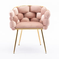 Luxury Velvet Single Sofa Chair Set of 2 Modern Simple Leisure Pink for Bedroom Dresser Stool Manicure Table Back Chair