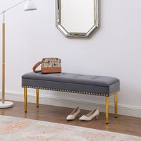 Large Storage Benches with Nailhead Trim Tufted Velvet 2 in 1 Combination for Living Room Entryway Hallway Bedroom Gold Legs 250lbs Capacity