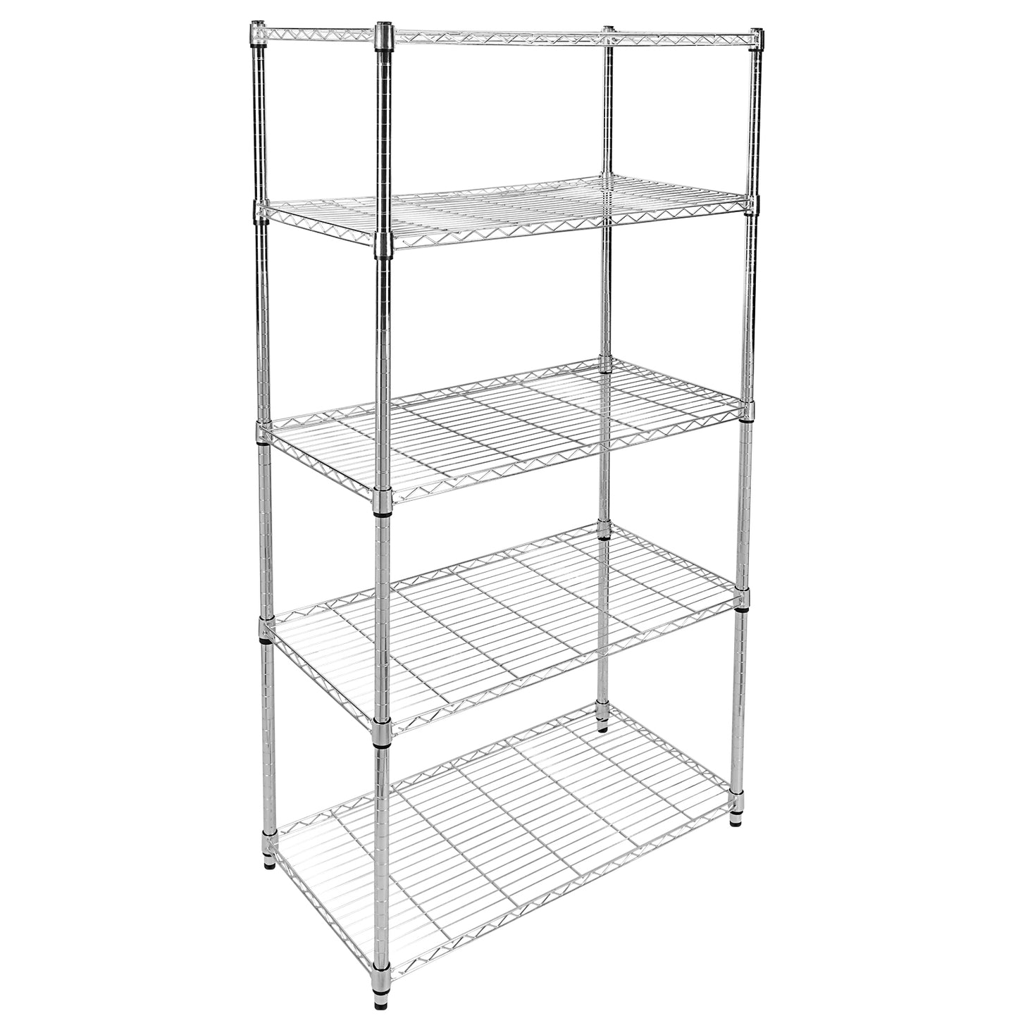 Heavy Duty 5-Shelf Shelving Unit 35 inch Deep x 18 inch Wide x 70 inch High Chrome Storage Rack