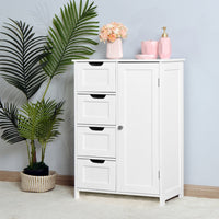 White Bathroom Storage Cabinet with Adjustable Shelf and Drawers Floor Cabinet for Organizing Essentials