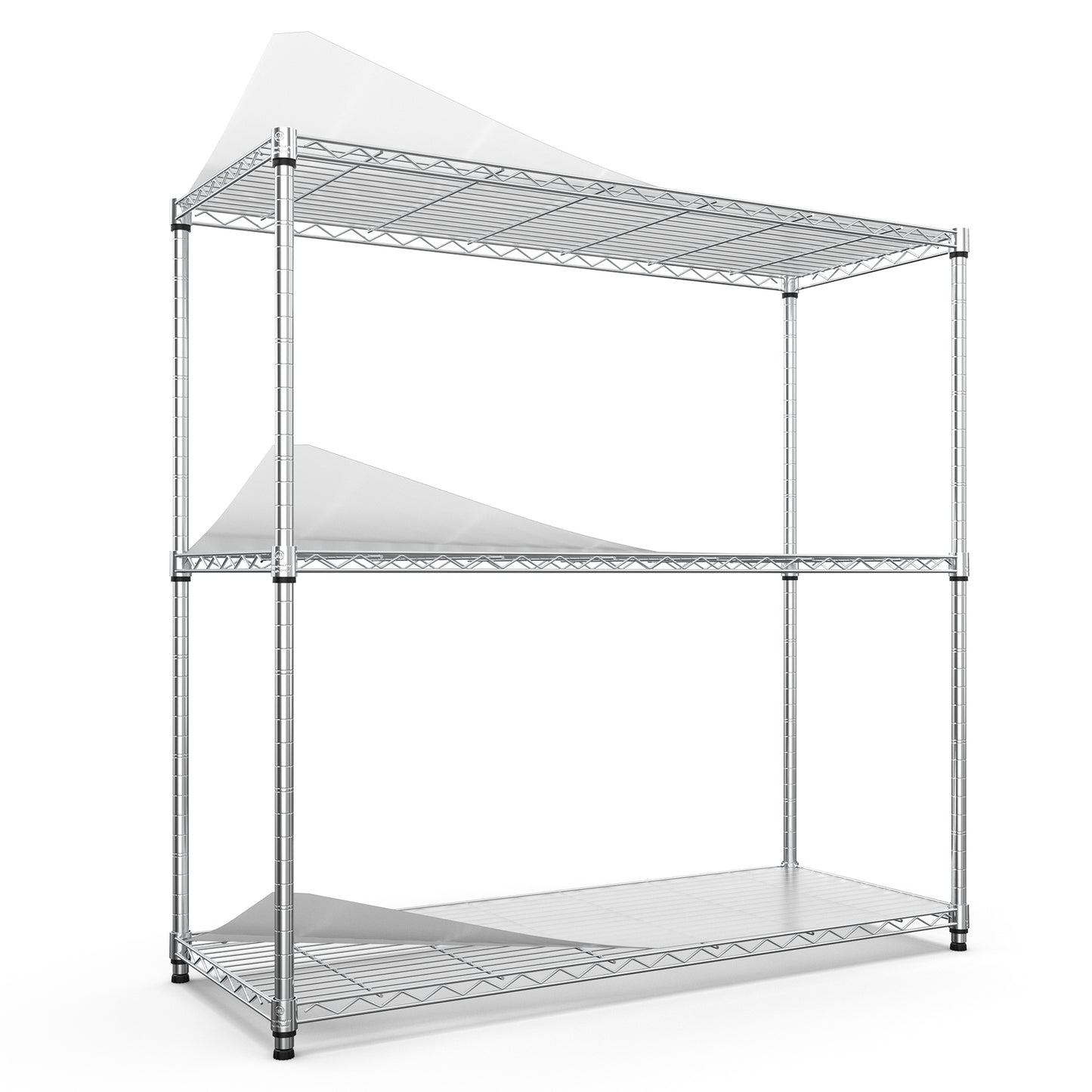 3 Tier Wire Shelving Unit Heavy Duty Adjustable Metal Garage Storage Shelves 1050 LBS Capacity Chrome Finish