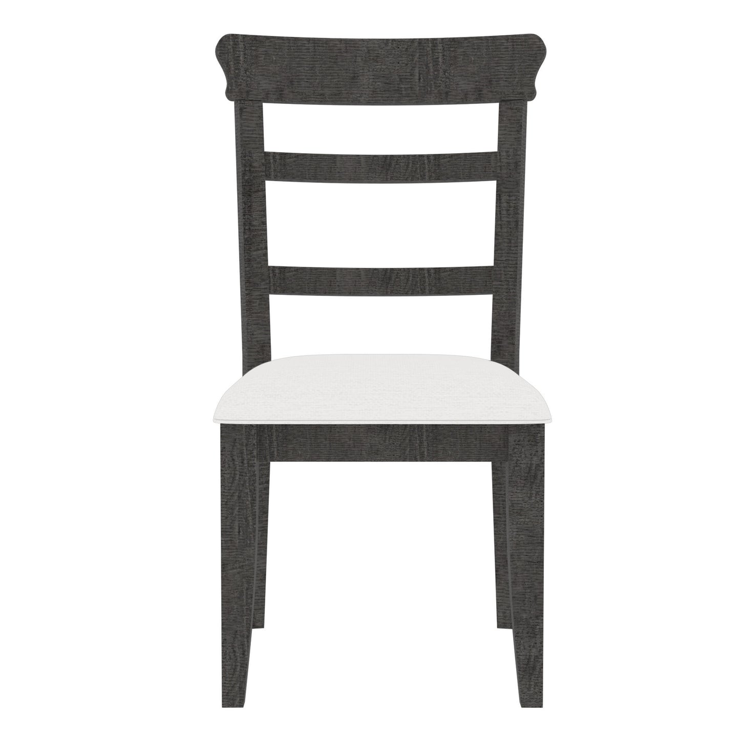 Upholstered Cushion Seat Wooden Ladder Back Dining Chairs Set of 2 Dark Gray 19.1x24x37.4 Inch